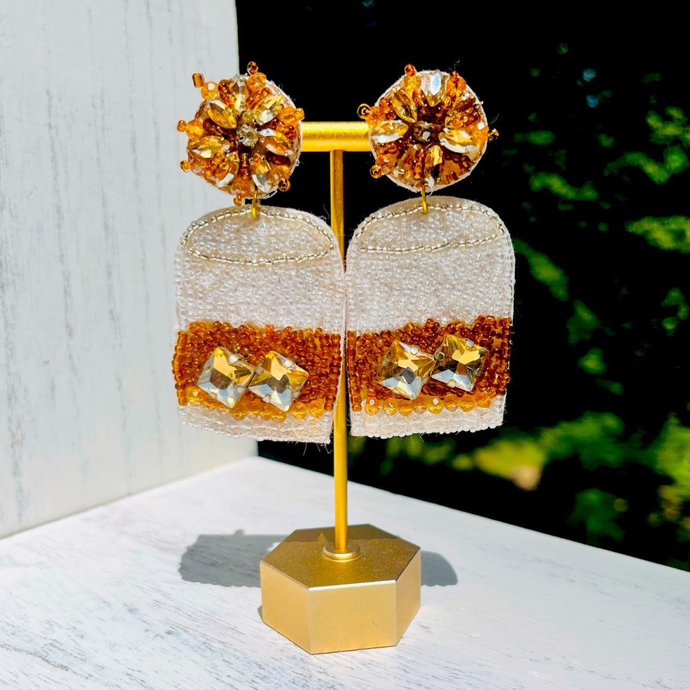 COPY - Beaded Whiskey Glass Statement Earrings
